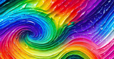 Fototapeta Kuchnia - In the picture we can see dense waves with intense colors that resemble oil paints. These waves seem almost seamless and follow one another in a rhythmic fashion..Generative AI
