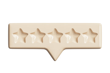 Wall Mural - Speech bubble with zero rating stars. Tooltip UI element without reviews stars, 3D render. Customer feedback or customer review concepts. PNG with transparent background and alpha channel