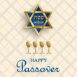 Happy Passover card, the Pessah holiday with nice and creative Jewish symbols