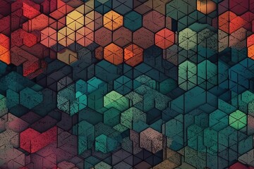 Poster - vibrant abstract background filled with multicolored cubes. Generative AI