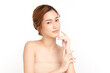 © kitthanes  - Beautiful young asian woman with clean fresh skin on white background, Face care, Facial treatment, Cosmetology, beauty and spa, Asian women portrait.