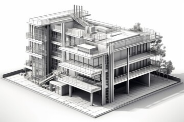Wall Mural - an architectural model of a building with multiple balconies and terraces. generative ai