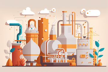 Conceptual image of a chemical plant created with Generative AI technology.