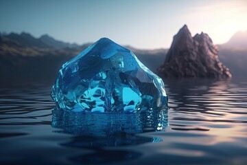 Sticker - an iceberg and mountain landscape. Generative AI