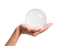 Hand Holding Crystal Ball Isolated