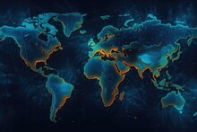 World Map With A Blue Background. Generative AI