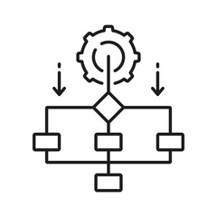 Poster - Moving files into folders, automatic sorting outline icon. RPA robotic process automation, automate clerical tasks, workflow, file settings
