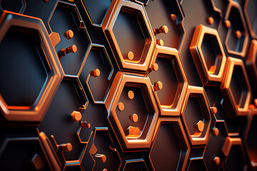 Abstract 3d rendering of hexagon shape. Futuristic background. generative ai