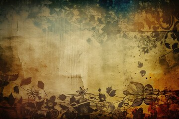 Wall Mural - grungy background with leaves and vines. Generative AI