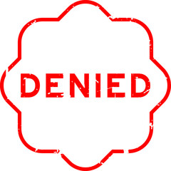 Sticker - Grunge red denied word rubber seal stamp on white background