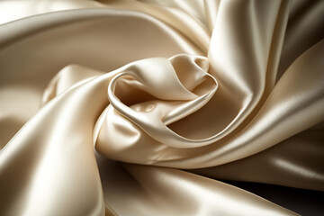 Background of beige silk texture. Generative Ai
