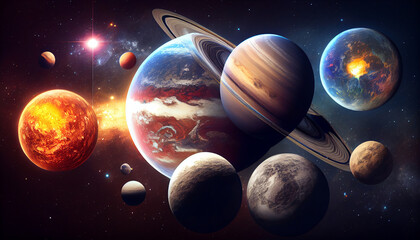 Wall Mural - Planets of the solar system in the universe Ai generated image