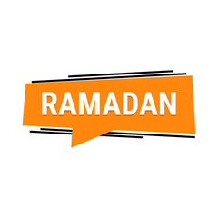 Wall Mural - Ramadan Kareem Orange Vector Callout Banner with Moon and Arabic Typography