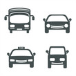 © Rina Yunita - Transportation icon set. black and white illustration vector icons: bus, taxi, car, public transport. Designed in a flat style. Transportation concept icon with outline.
