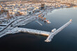 view of the city, Winter, Snow, Jönköping, Drone