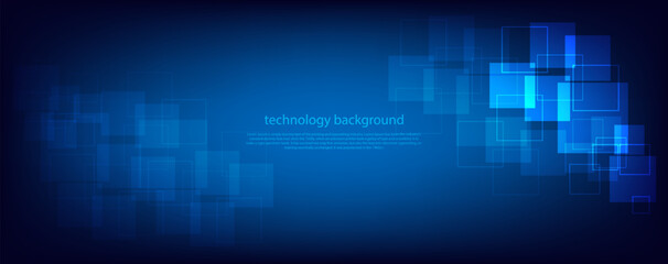 Wall Mural - Abstract technology futuristic digital graphic concept square pattern with lighting glowing particles rectangle elements on blue background. Vector illustration. 