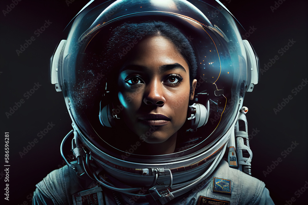 Portrait of female astronaut, generative ai