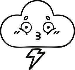 Naklejka na meble line drawing cartoon thunder cloud