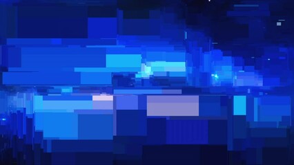 Canvas Print - Moving, generating blue and purple rectangle, squares. Computer code, abstract modern animation
