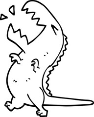 line drawing cartoon roaring t rex