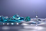 Fototapeta Fototapety do łazienki -  Ilustracja przedstawiająca wodę, krople wody, pęcherzyki powietrza, tło. Wygenerowane przy użyciu AI.