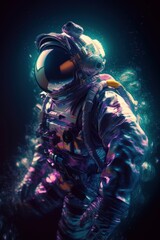 Wall Mural - astronaut floating through the galaxy