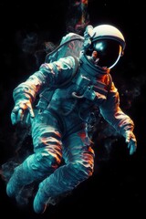 Wall Mural - astronaut floating through the galaxy