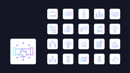 Business icon collection with black outline style. network, outline, social, person, web, business, collection. Vector illustration