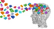 © freshidea - Training And Education as a human brain with torn paper as a learning student for skill development and creative instruction symbol or psychology and Autism or Autistic communication.