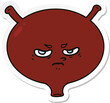 sticker of a cartoon angry bladder