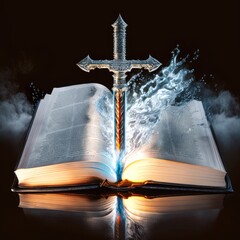 The Bible Word of God Sword the Gospel of Salvation Generative AI Illustration