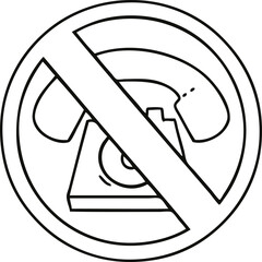 line drawing cartoon no phones allowed sign