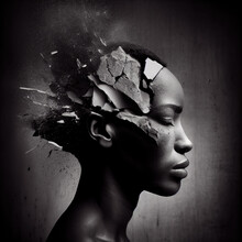 Conceptual image showing trauma of racism in Black woman. Generative AI.