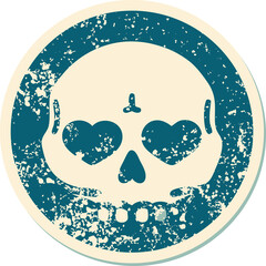 distressed sticker tattoo style icon of a skull