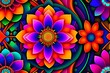 © Leandro - Patchwork Flowers Mirror Wallpaper. Generative AI.