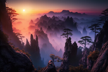 Wall Mural - amazing landscape wallpaper of Zhangjiajie national forest park in china. generative ai