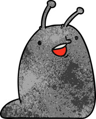 textured cartoon of a cute kawaii slug