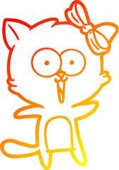 warm gradient line drawing cartoon cat