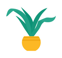 Sticker - Green leaves surround a blossoming flower pot.