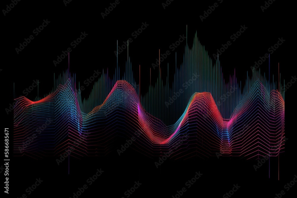 Sine wave graphic illustration, background, vector, chromatic, minimalism.Generative AI