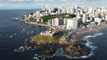 Wall Mural - Farol da Barra Forte Santo Antônio Salvador Bahia Praia Mar Baía de Todos os Santos Nordeste Pôr do Sol Pedras Atlântico Barcos Histórico Turismo Turístico Ponto Férias Viajar Viagem Verão Carnaval 