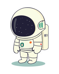 Wall Mural - A cute astronaut in space suit walking cheerful