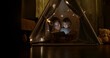 © andreybiling - A joyful young mother taking care of her son. A beautiful woman watches cartoons with her cute son on a tablet in a tent at home - a happy family. Copy space