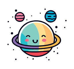 Sticker - happy saturn planet emoji