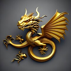 dragon gold carving on the dark background