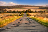 Fototapeta  - An old road leading down through the rural landscapes of the Lublin region