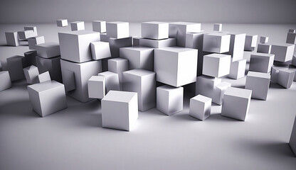 Sticker - Group of white cubes sitting on top of floor. Generative AI.