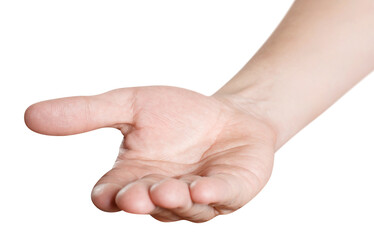 holding/giving/asking/suggesting or greeting hand, cut out