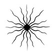 © NMjrw - Vector black sun in boho style. Abstract illustration of the dawn drawn by hand with a single line. Esotericism.