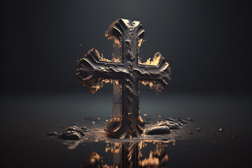 Wall Mural - Cross of christian religion. orthodoxy and catholicism divine symbols in shape of cross, Jesus Christ and God, faith sign. Church and pray, religion and resurrection, believe theme. Generative AI
